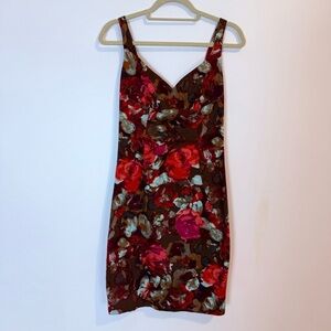 Black Halo Heston Sheath adjustable strap pension dress V neck floral print SZ 2